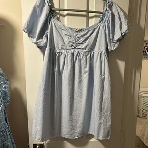 Light Blue Puff Sleeve Dress